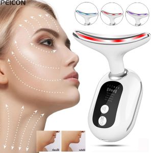 เครื่องนวดหน้า EMS Facial Microcurrent คอ Face Lifting Massager Red Light Therapy Anti-aging นวดอุปกรณ์กระชับผิว