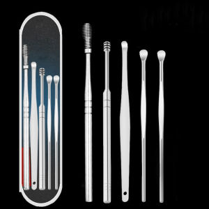 Bộ Dụng Cụ Ngoáy Tai Lấy Ráy Tai Massage tai Inox 5 Món