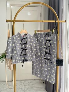 ●ECLAIRE● 043 Setelan Rok (Atasan Blouse dan Bawahan Rok) Motif Bunga Floral Flower Pita Bow Pesta Kerja Kasual Casual Korea Mode Modis Semi-formal Import 22069