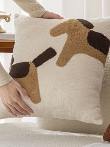 YINSHANG | Embroidered Horse Pillow Case Creamy Style Luxury