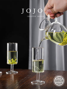 High Footed Green Tea Cup Glass Cup High Borosilicate Ice Tea Cup Transparent round Shape Heat Resistant Single Layer Cup