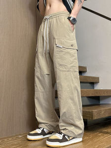 Ultra-Thin Ice-Silk Workwear Pants Mens Summer New Loose Wide Leg Long Pants Quick-Drying Wear-Resistant Casual Trousers