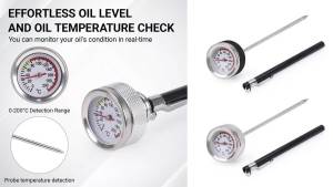 Motorcycle Fuel Tank Caps CNSPEED M20x2.5 with Oil Temperature Gauge 0-200 Pointers Thermometer Cap Cover with 117MM Probe