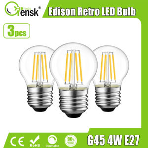 3pcs E27 LED Edison Bulb G45 4W 40W Incandescent Equivalent LED Filament Bulb 2700K Warm White Dimmable Lamp Bulb for Home Pendant Antique Light