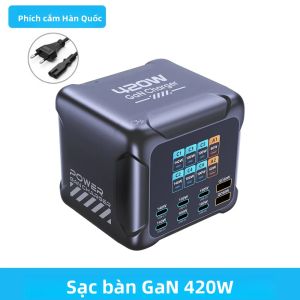 Bộ Sạc Ubigbuy 420W GaN USB Type C Với Màn Hình Kỹ Thuật Số PPS PD3.1 Trạm Sạc Nhanh Cho MacBook iPhone 17 Samsung - Dùng Cho Máy Tính Để Bàn Nguồn AC Nguồn