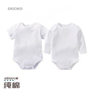 Áo Liền Quần Tam Giác Tay Ngắn Tay Dài Màu Trắng Trơn Cho Trẻ Sơ Sinh Cotton Giá Ưu Đãi Vải Đuôi Áo Liền Quần Áo Liền Quần Trang Phục Tập Bò