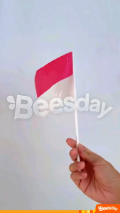 Bendera Merah Putih Plastik Tebal 20x14 | Stik Bendera Agustusan | Hiasan 17an Isi 12pcs