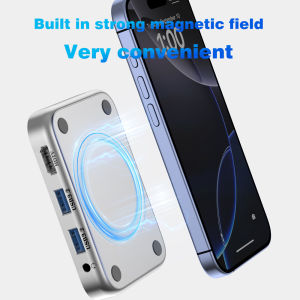 UGOURD Magnetic USB C Hub Type-C Multiport Adapter Docking Station 4K HDMI M.2 SSD Enclosure 10Gbps PD100W M2 NVME SATA 5 in 1