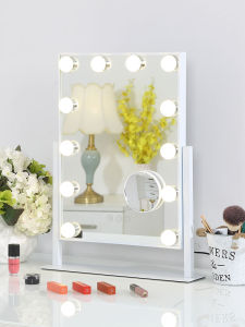 FENCHILIN Van Zhilin Desktop Makeup Mirror with Light Beauty Enhancement Lighting Vanity Table Mirror Portable Cosmetic Mirror