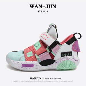 SHUNAICHI childrens basketball shoes 2023 summer new boys fly-woven mesh training shoes medium and older childrens breathable and wear-resistant sports shoes