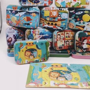 WDS Puzzle Jigsaw Kayu 60pcs Kotak Kaleng Besi Puzzle Wooden 60pcs Mainan Edukasi Puzzle Jigsaw Kaleng