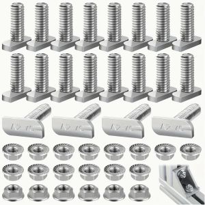40Pcs Stainless Steel T-Bolts Square Head Screws Square Head Screws M8 Hex Head Binding Screws with Flange Suitable for Greenhouses Photovoltaic Power Generation and Solar Installation