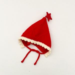 หมวกปีกไม่มีสำหรับเด็กผู้หญิง ทรงหัวเข็มขัดสีแดง ทรงหัวเข็มขัดปี 2024 หมวกกันลมฤดูใบไม้ร่วงและฤดูหนาว ทรงหัวเข็มขัดสีแดง หมวกกันลมสำหรับเด็กผู้หญิง