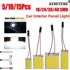 KEBETEME 5/10/15 PCS C5W Car LED Lights Panel 18/24/36/48 SMD T10 BA9s 12V COB Lamp Bulb Car Dome Light Reading Lights Auto Interior Accessories