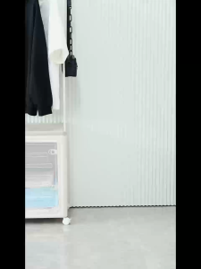 PP Large Capacity Foldable Clothes Organizer  Bin With Rod Transparent Storage Box With Wheels