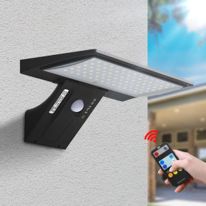 Solar OutdoorLights Motion Sensor with Control Security Flood Waterproof Light 4 Modes 90 LEDs Wall Lights for Porch Yard Garden