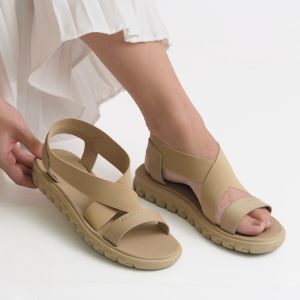 Sepatu Sandal Wanita Camou Terbaru 2024 Tali Belakang Korea Style Scarlet Beige