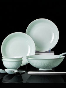 JINGDITAOCI | Song Aesthetic Underglaze Colored Porcelain Dinnerware Set