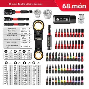Bộ Cờ Lê Ratchet Geinxurn 68 Món Đa Năng 14x19mm Kèm Đầu Nối Khắc Laser Thanh Nối Dài Dùng Cho Công Việc Kim Loại