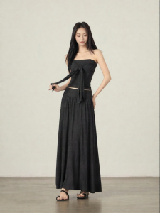JUEQIDEXIAOGEZI | Design Grey Sleeveless Knit Outfit for Summer Two Pieces