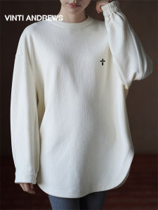 Flattering Loose Textured Split-Hem T-Shirt