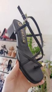 Giày sandal nữ cao gót 3cm hàng hiệu rosata hai màu đen nâu thời trang cao cấp ro569