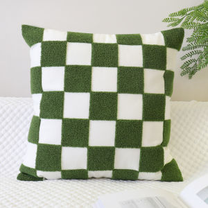 Green Small Clear Embroidered Cushion Living Room Sofa Pillowcase Minimalist Fashion Bedroom Bay Window Little Flower Cushion Original