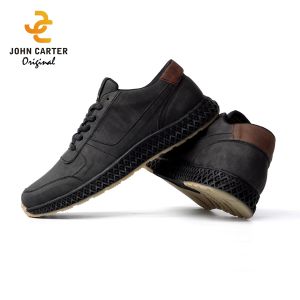 John Carter Neacal Hitam Sepatu Kerja Kasual Semi Formal Pria Kulit Sintetis