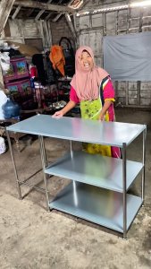 Meja Kompor Stainless Meja Kompor 2 Tungku Full Besi Meja Kompor Gas 2 Tungku Rak Kompor Rak Dapur Serbaguna