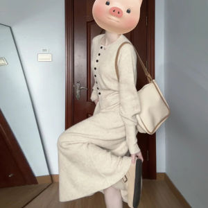 Bộ Váy Dài Hai Mảnh Phong Cách Lười Biếng Cho Nữ Mùa Thu 2025 Bộ Váy Dài Đến Đầu Gối Kiểu Pháp Thanh Lịch