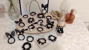 SET 16 Dây Chun Thun Buộc Tóc Đính Ngọc Trai Nhân Tạo Sang Trọng Phong Cách Hàn Quốc Dành Cho Nữ