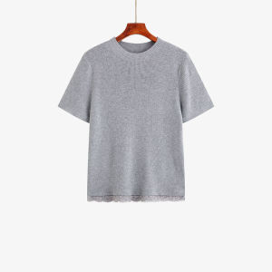 plus Size Womens Base Shirt Half Collar Inner Wear Outer Wear Lace Knitted Top City Walk Polyester Fiber T-Shirt Dress