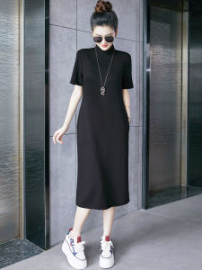 ชุดเดรสสั้นคอตั้งสีดำ ทรงเข้ารูป แขนสั้น ทรงเข้ารูป กระเป๋า ชุดทำงาน ฤดูใบไม้ผลิ ฤดูใบไม้ร่วง ฤดูหนาว แฟชั่นสตรี