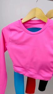ADRIANA LONG SLEEVE WITH CUP BRA / CROP TOP BRA YOGA GYM FITNESS WANITA
