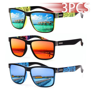 3PCS Fashion Classic Square UV400 Sunglasses Men Women Driving Fishing Colorful Trendy Lightweight Outdoor Goggles