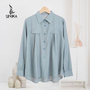 Kemeja Blouse Wanita Polo Linen Rayshaa By Levika.co