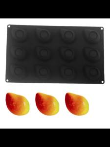 Khuôn Silicon 12 Ngăn Làm Bánh Mousse Xoài Khuôn Hình Trái Cây Thân Thiện Với Môi Trường Dùng Làm Bánh Sô Cô La Bánh Ngọt Pháp Dụng Cụ Làm Bánh
