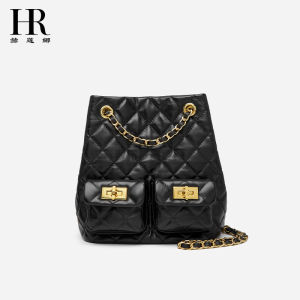 Sweet Ladylike HR Helena Bucket Bag 2025 New Style Commuter Crossbody Shoulder Bag Large Capacity Diamond Grid Womens Bag