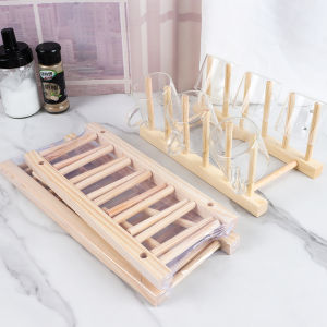 First Chioce ที่วางถ้วยชาม ในครัว บนโต๊ะอาหาร วัสดุไม้เนื้อแข็ง dish drying rack