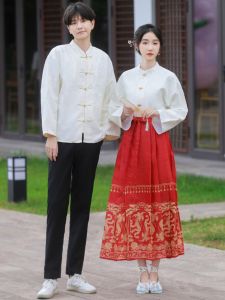 XILANDUO | Retro College Style Stage Dress Improved Mamian Skirt and Stand Collar Shirt