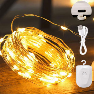 LED String Lights Rechargeable Fairy Lights Mini Twinkle Copper Light Timer Detachable Design Halloween Wedding Christmas Decor