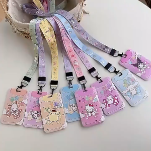 Cartoon Card Holder with Lanyard Suitable for Cartoon Student Card ID Card Public Transportation Card Work Badge Meal Card Name Tags