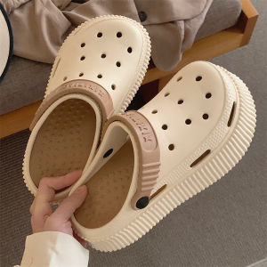 Anti-Odor Removable Insole Thick Bottom Arch Hole Hole Shoes Women Summer Fashion Latte Color Non-Slip Beach Shoes Strappy