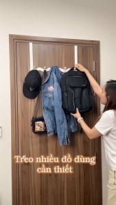Móc treo móc cửa kim loại nút gỗ tròn Dola Home chịu lực treo quần áo đồ dùng không cần khoan tường