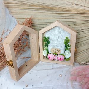 Kotak Kayu Bentuk Rumah Tempat Perhiasan Cincin untuk Seserahan Lamaran Pernikahan - KC Rumah