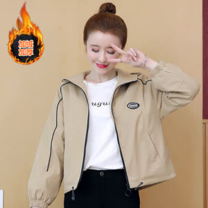 เสื้อแจ็คเก็ตสั้นผู้หญิง แจ็คเก็ตเบสบอลหนา อบอุ่น แฟชั่นฤดูใบไม้ร่วง ฤดูหนาว เสื้อผ้าทำงานสไตล์เกาหลี แขนยาว ปกติ