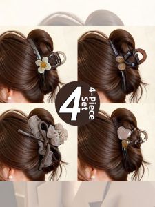 NING ZHOU | Decorative Large Hair Clamp Floral Bow Hair Clip for Big Hair