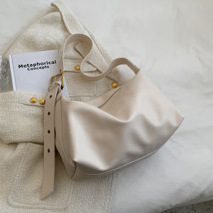 Large Capacity Shoulder Crossbody Bag for Women 2023 New Ins Style Simple Pure Color Leisure Casual Bag Soft Surface Zipper Closing