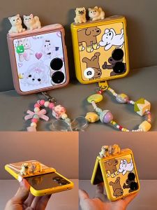 เคสโทรศัพท์มือถือสำหรับ Xiaomi MIX Flip เคสสีพื้นพร้อมหน้องหมาน้อย มีรุ่นสายคล้องน่ารักๆ