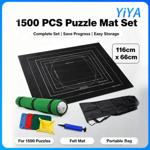1500PCS Felt Puzzle Roll Mat Set Complete Jigsaw Puzzle Storage Mat with Trays & Inflatable Tube